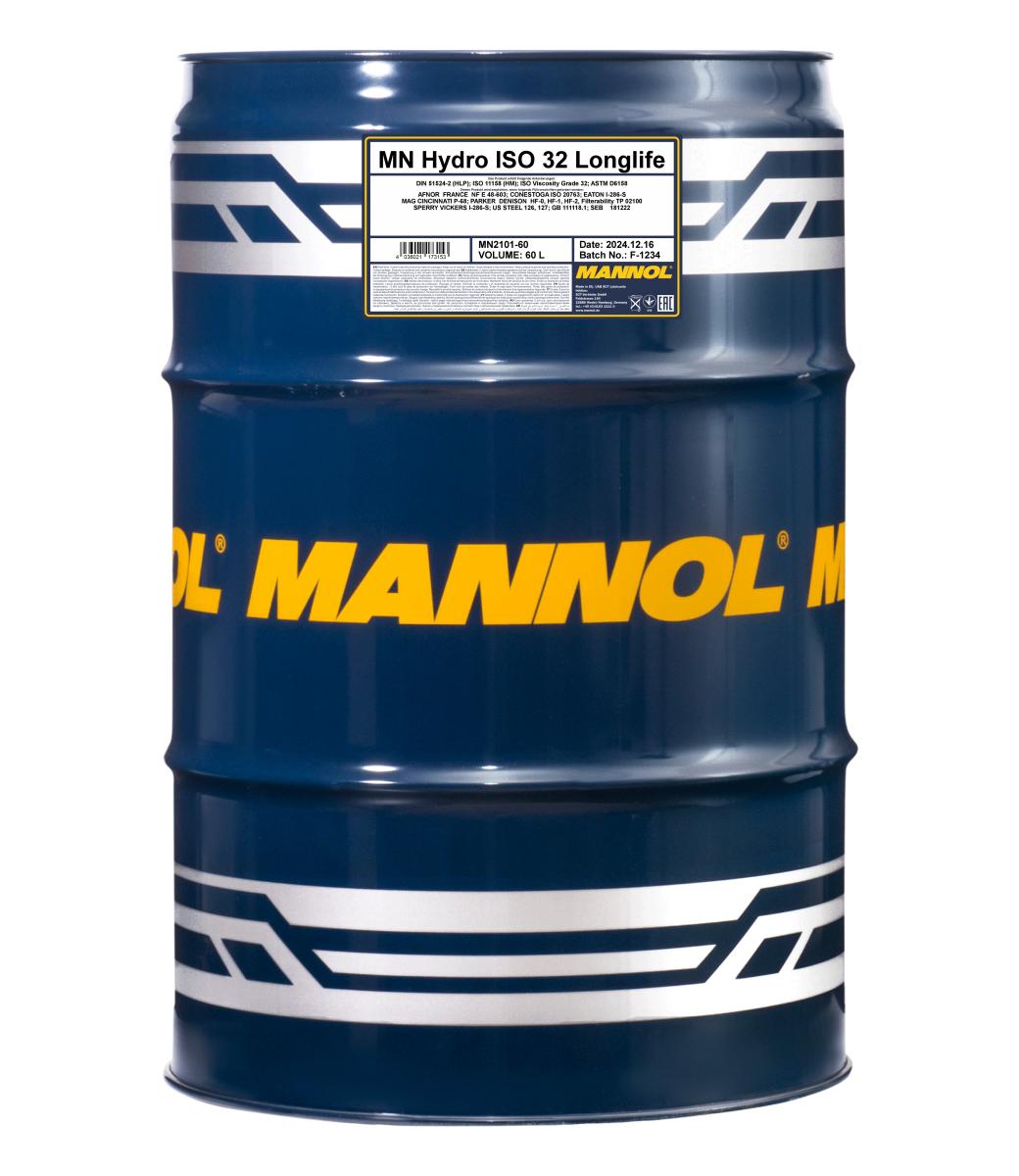 2101-060 Гидравлическое масло Hydro ISO 32 Longlife (60л.) MANNOL