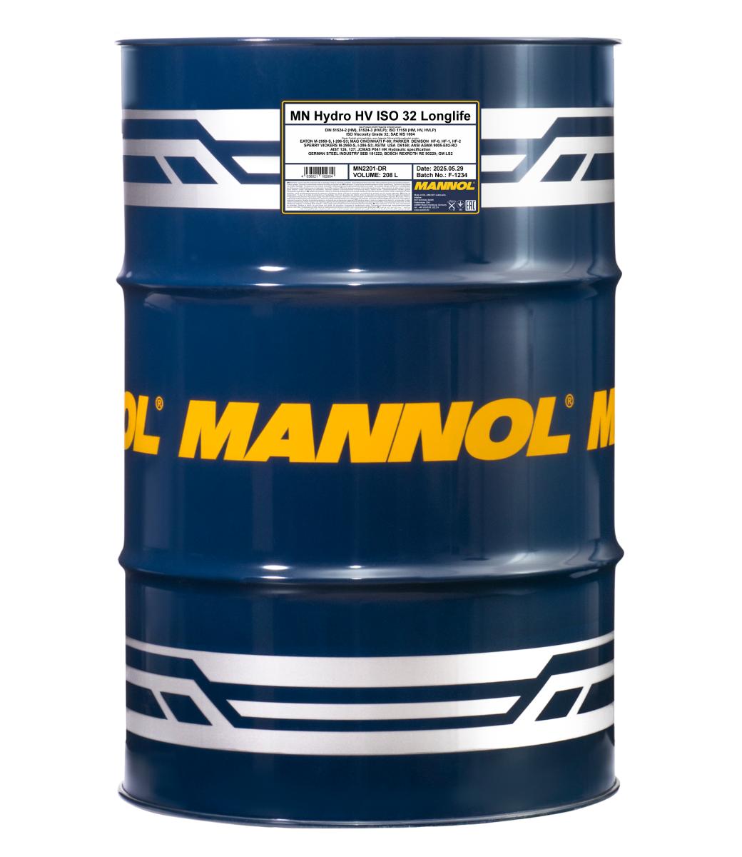 2201-208 Гидравлическое масло Hydro HV ISO 32 Longlife (208л.) MANNOL