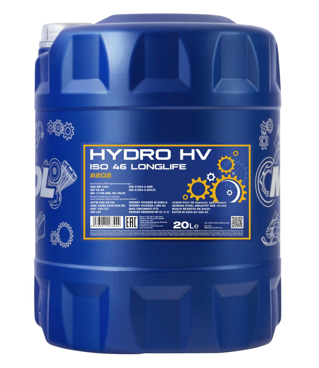 2202-020 Гидравлическое масло Hydro HV ISO 46 Longlife (20л.) MANNOL