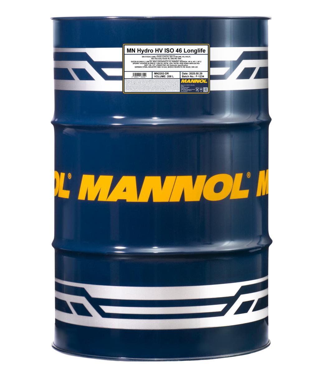 2202-208 Гидравлическое масло Hydro HV ISO 46 Longlife (208л.) MANNOL