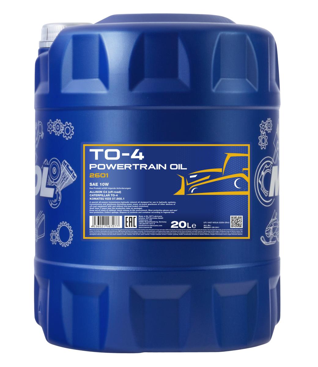 2601-020 Масло трансмиссионно-гидравлическое TO-Powertrain Oil SAE 10W (20л.) MANNOL