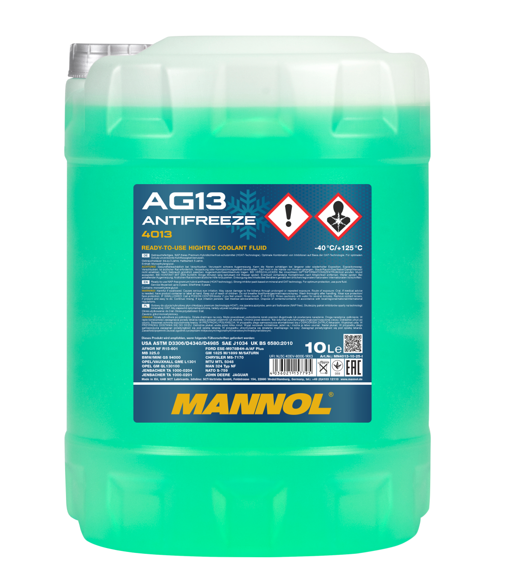 4013-010 Антифриз зелёный AG13 (-40 °C) Hightec  (10л.) MANNOL