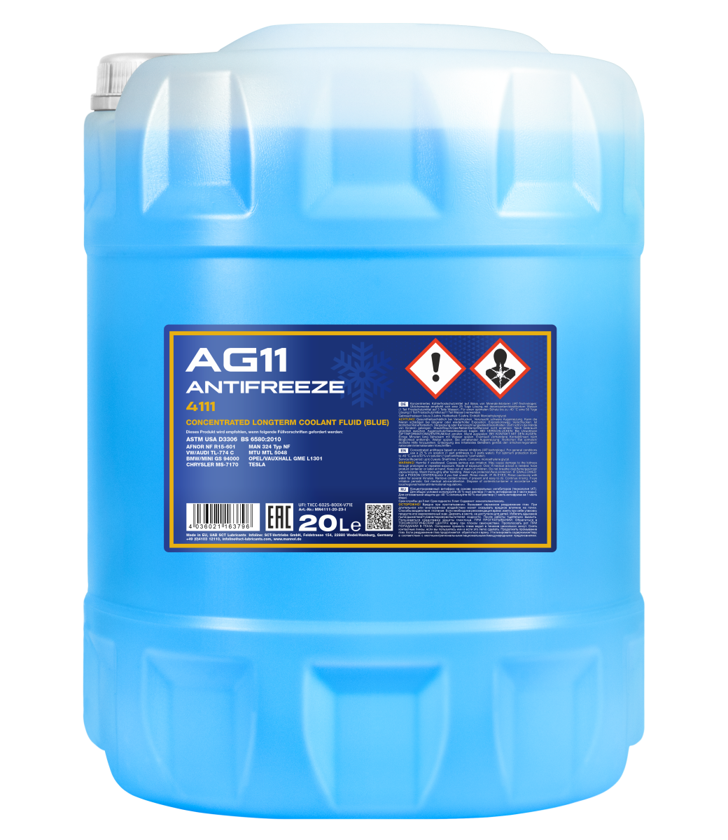 4111-020 Антифриз голубой концентрат AG11 Longterm  (20л.) MANNOL