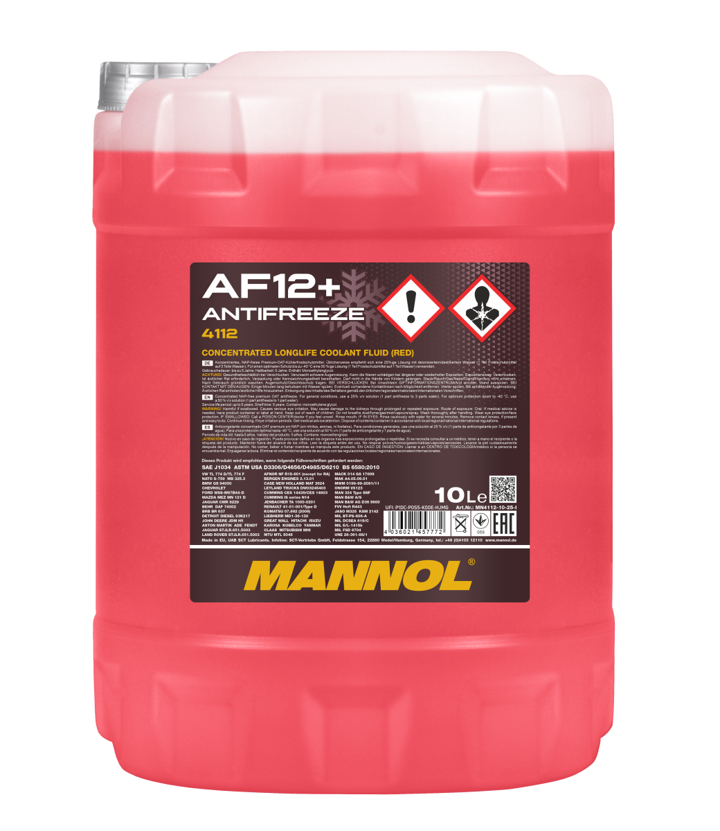 4112-010 Антифриз красный концентрат AF12+ Longlife  (10л.) MANNOL