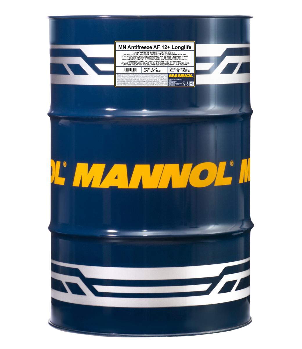 4112-208 Антифриз красный концентрат AF12+ Longlife  (208л.) MANNOL