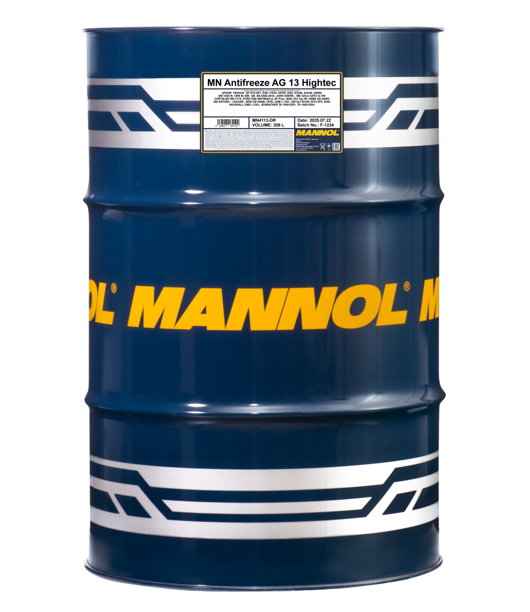 4113-208 Антифриз зелёный концентрат AG13 Hightec  (208л.) MANNOL