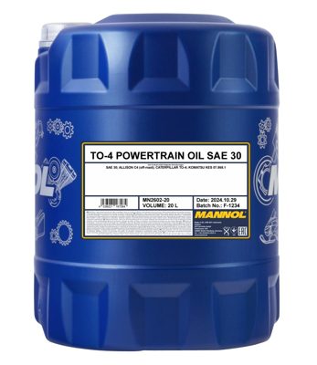 2602-020 Масло трансмиссионно-гидравлическое TO-Powertrain Oil SAE 30 (20л.) MANNOL